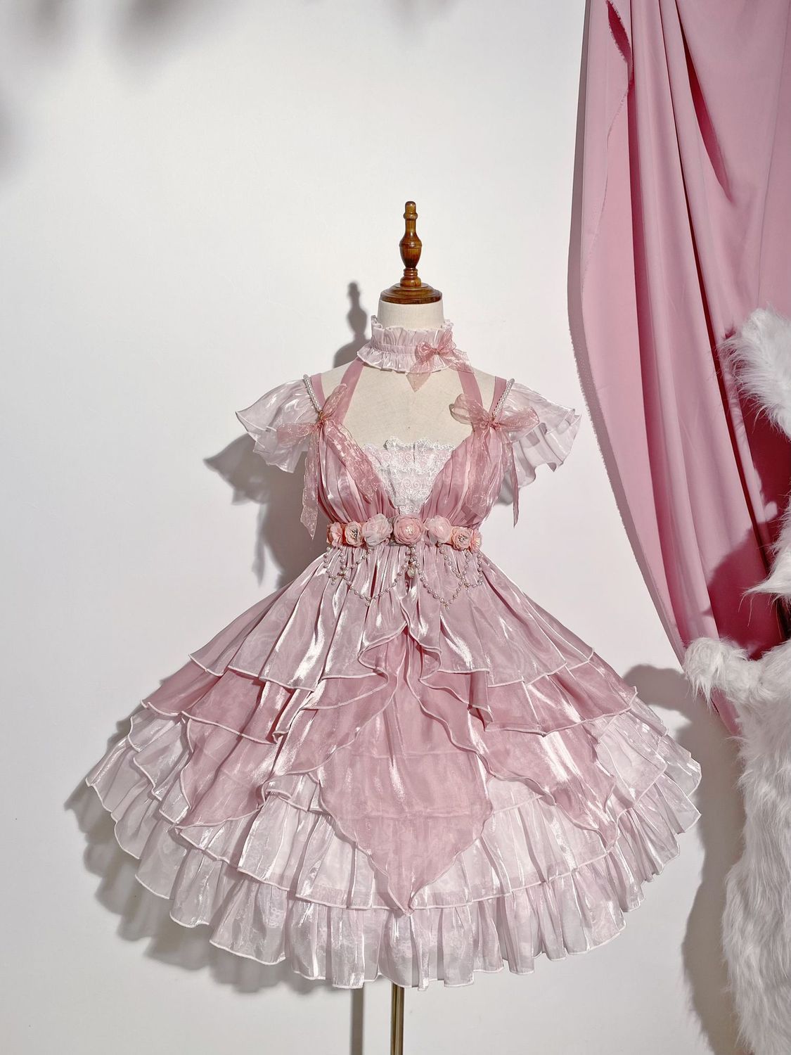 ロリータドレスフラワーフェアリーピンクjsk比翼袖着痩せ見え万能誕生日海辺ロリータ新製品-816【限定大特価】
