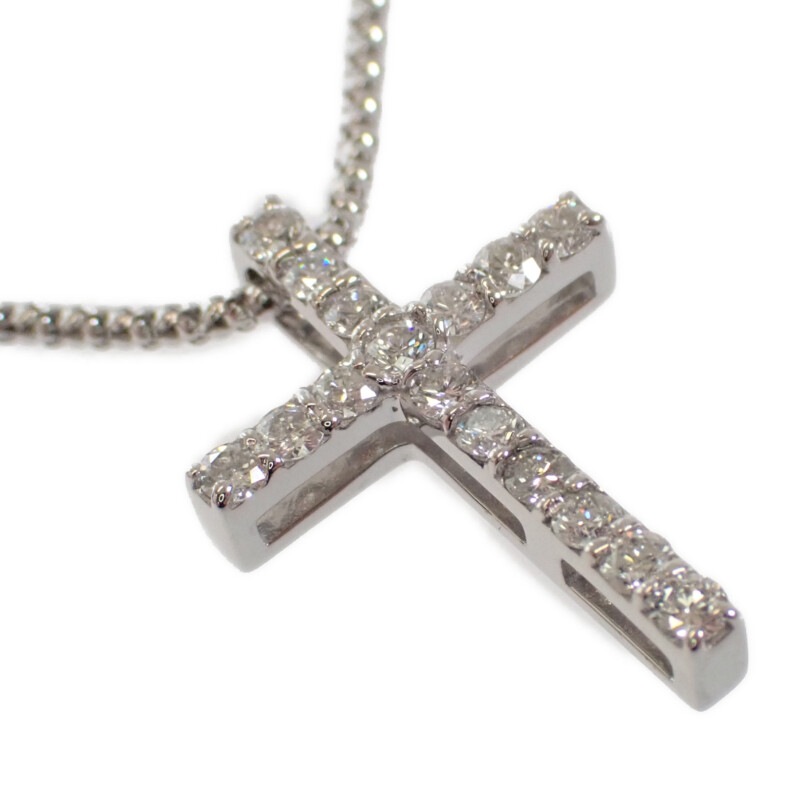 【Aランク】 デザインジュエリー クロス 十字架 ネックレス K18ホワイトゴールド ダイヤモンド レディース【ISEYA】 87,890円