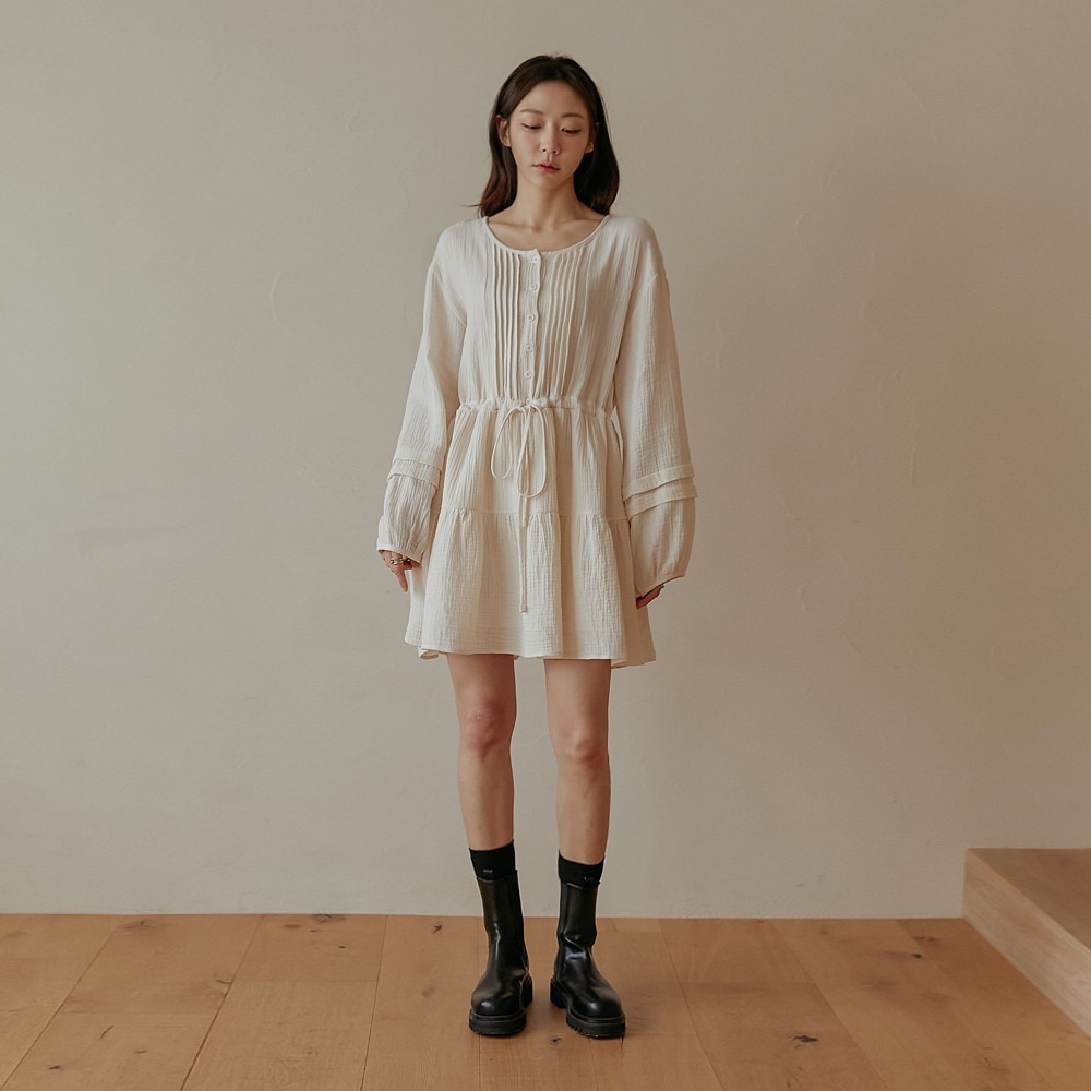 ホイトンピンタックカンカンフレアミニワンピース