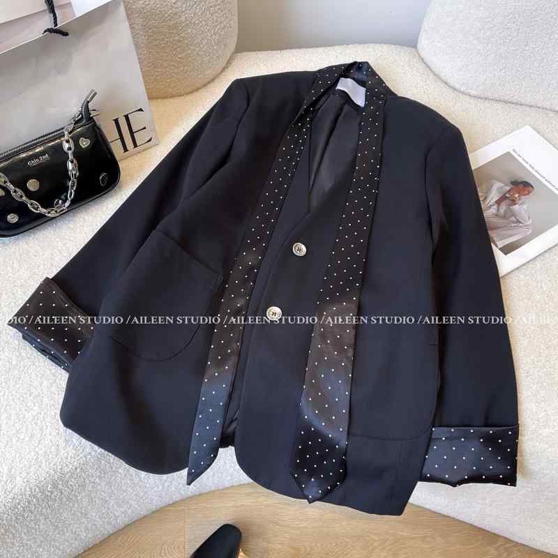 ビジネス　スーツ　ジャケット 女性用 ブラック スーツ ジャケット 2025 春 スプライシング ハイエンド スモール トップ