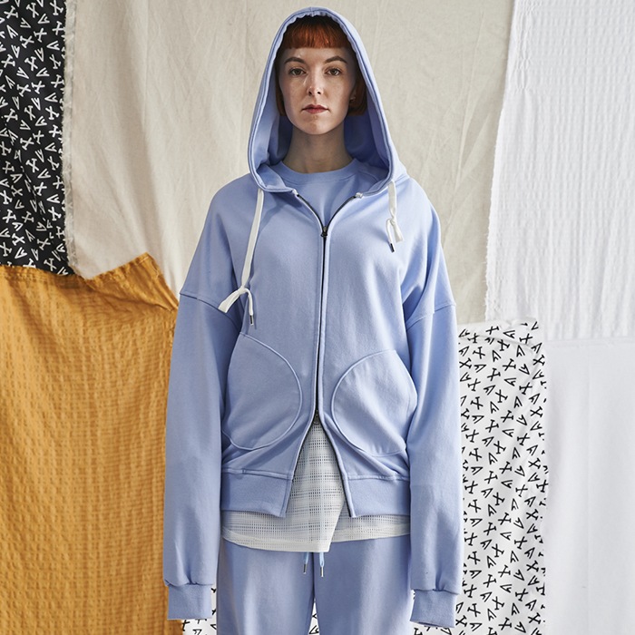 [送料無料]スミスアもーデーリー マカロンジップアップネックフードパステルブルー