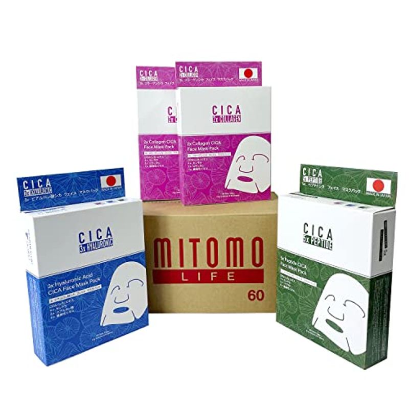 激安先着 MITOMO LIFE ２種コラーゲン個別10枚入りx2+３種ヒアルロン酸個別10枚入り+5種ペプチド個別10枚入り シカ CICA 日本製  フェイスパック - flaviogimenis.com.br