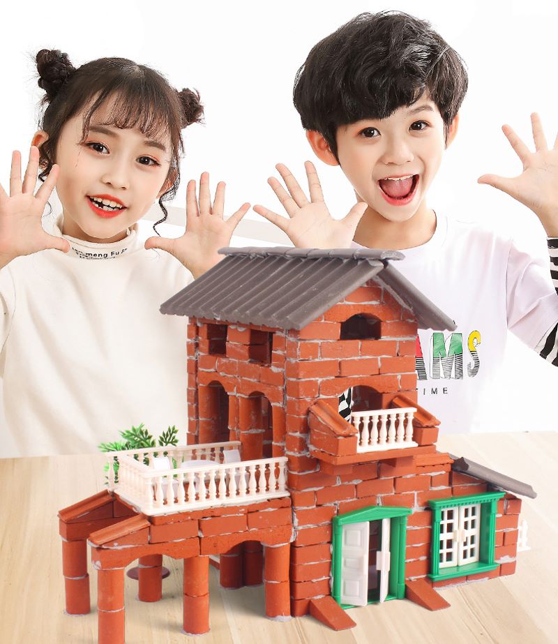 ブロック DIY 玩具 3D 洋風の建物 建筑 模型 煉瓦 シミュレーション 石工 家を建てる 新型