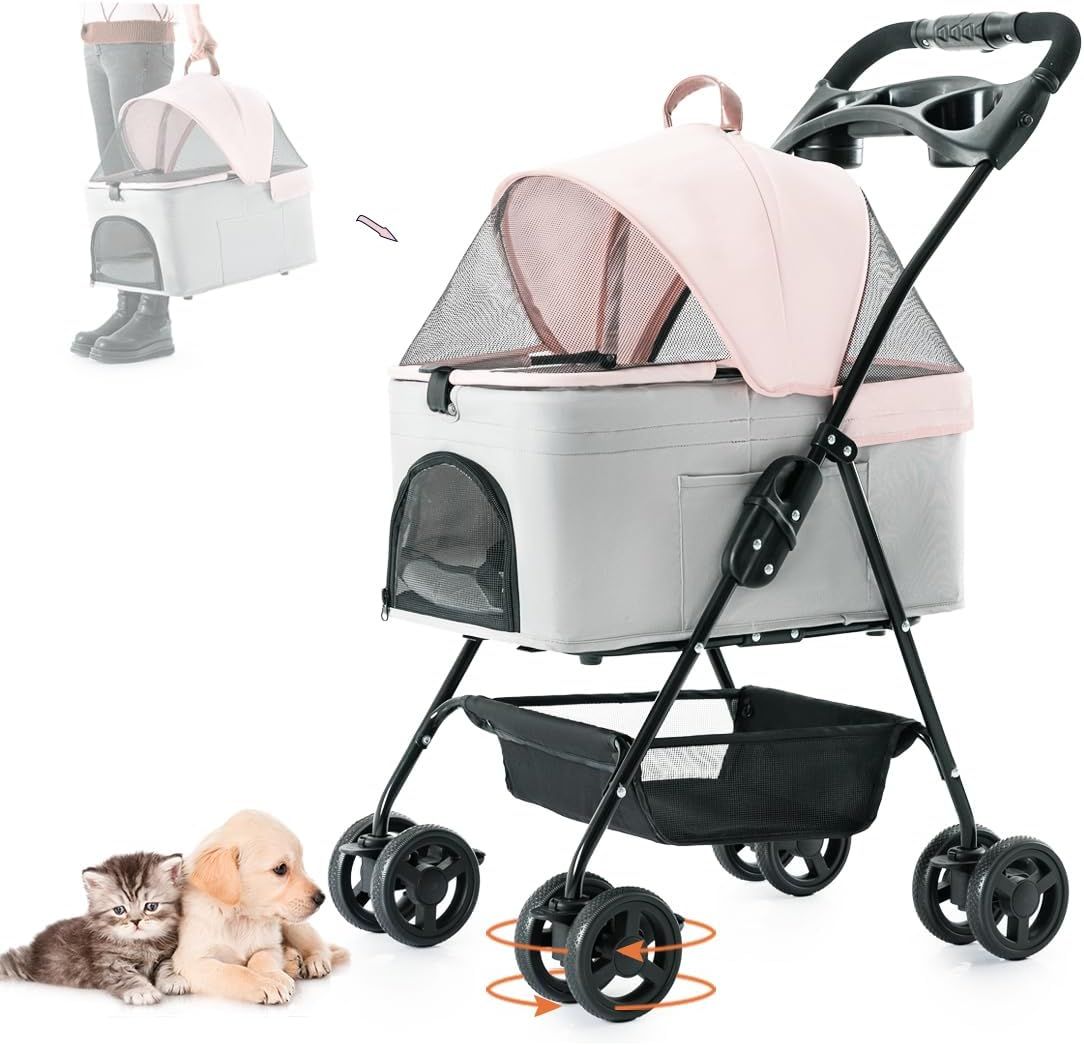 ペットカート 折りたたみ 2Way 分離型 軽量 多機能 小型犬 中型犬 猫犬兼用 ペットキャリー 4輪360回転 取り外し可能 ペットバギー 組み立て簡単 お出かけ 介護用 旅行 犬用 バギー カ