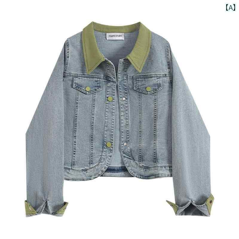 大きめ サイズ 女性 レトロ ショート デニムジャケット 秋 シック トップス 6,808円