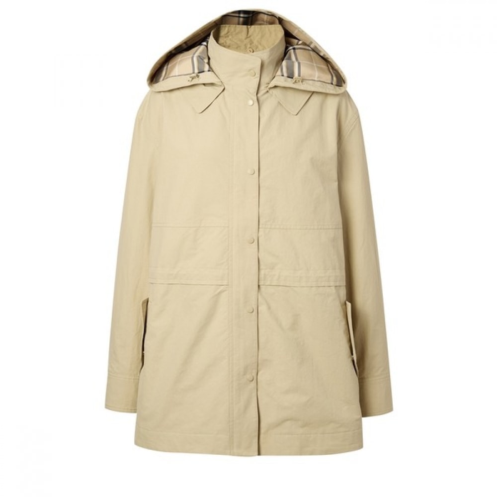 (ヘッジズレディース) 24SS ベージュデタッチャブルフード付きコットンブレンドカジュアルジャンパー HSJU4BC22I1