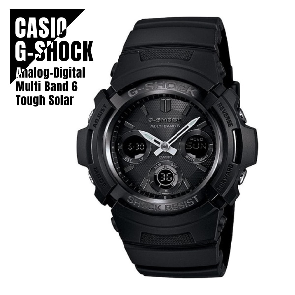 【即納】 CASIO カシオ G-SHOCK Gショック 電波受信世界6局 マルチバンド6 タフソーラー AWG-M100B-1A オールブラック アナデジ 腕時計 メンズ