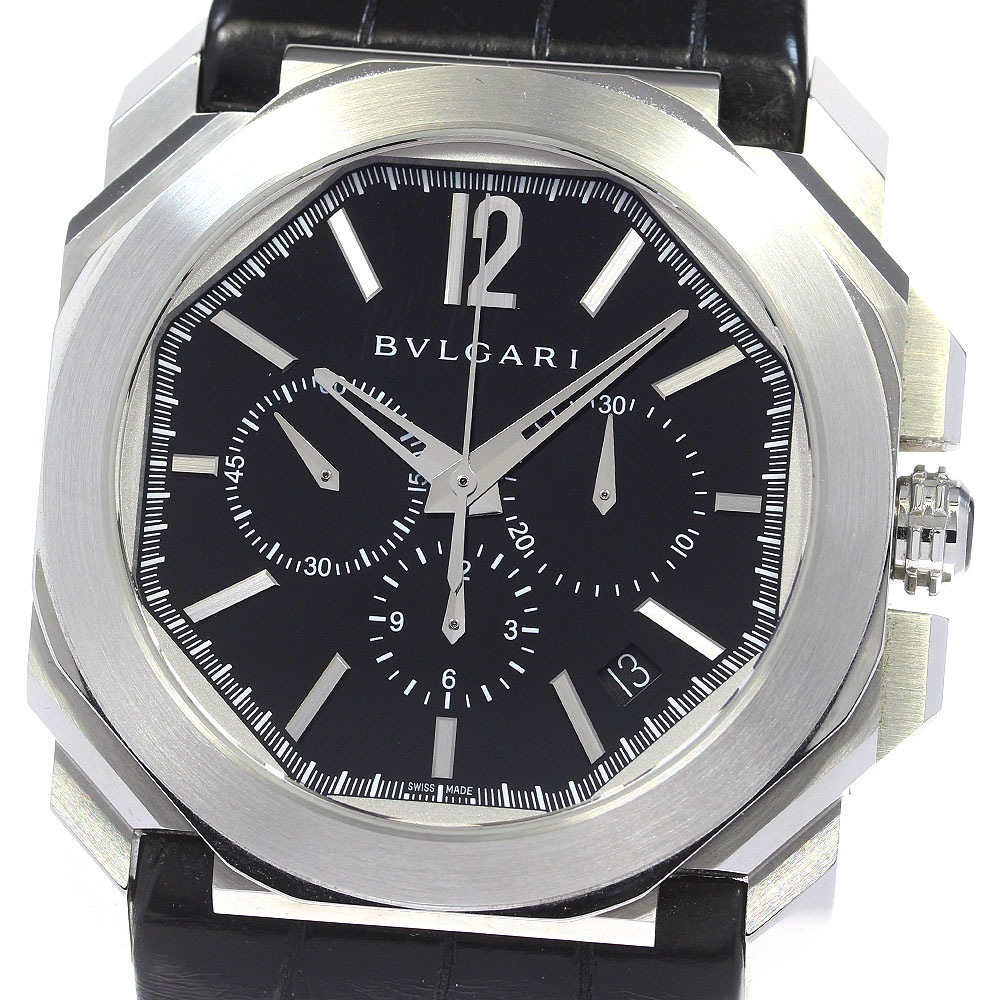 ブルガリ BVLGARI BG041SCH オクト ヴェロッチェシモ クロノグラフ デイト 自動巻き メンズ 箱保証書付き_828454【中古】