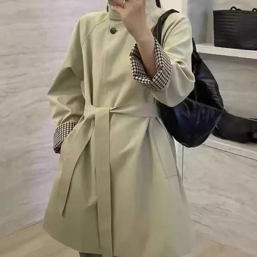 韓国風ウエストミドル丈ウインドブレーカー女性用2024新スタイルルーズカジュアル気質コートジャケット