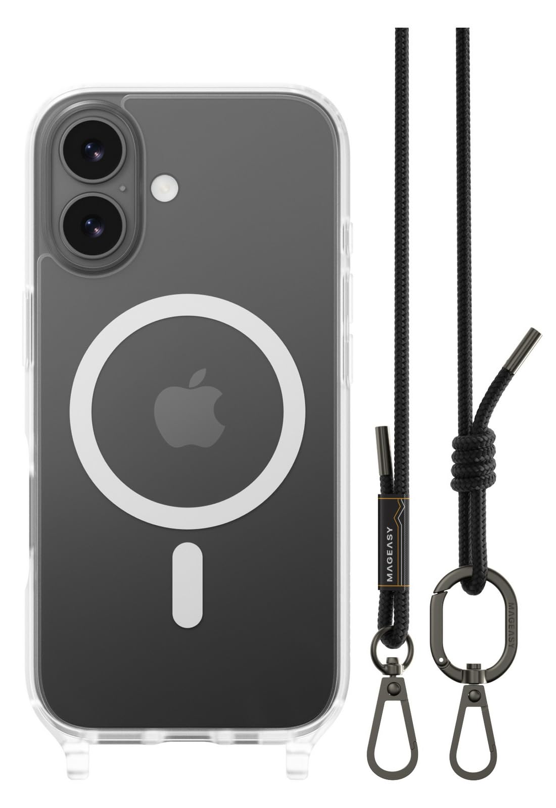 【MagEasy】 iPhone 17 対応 ケース ショルダー ストラップ 付き クリア MagSafe 対応 スマホケース 耐衝撃 マグセーフ 頑丈 ショルダーケース [ iPhone17 アイフ