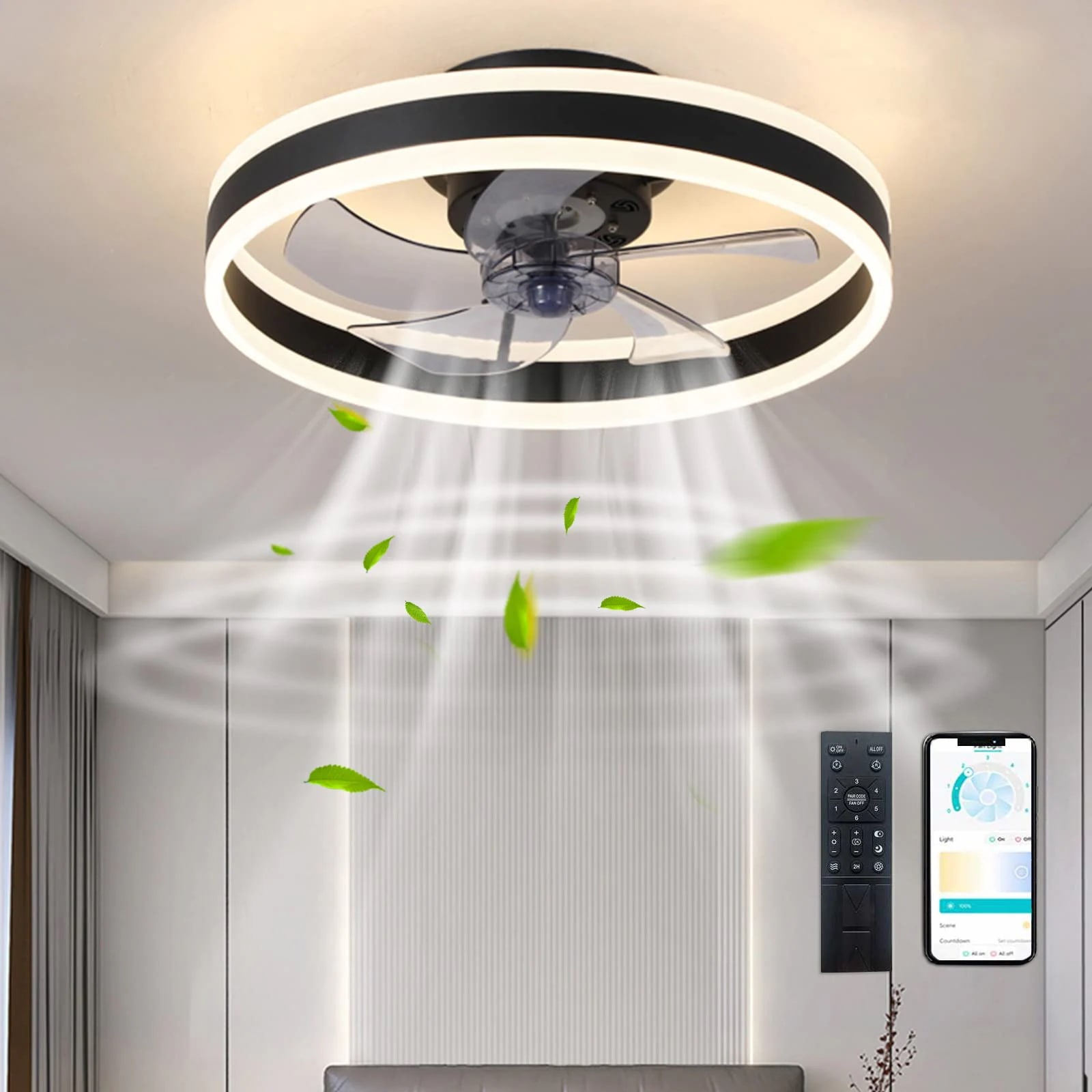 X30 シーリングファンライト ファン付き 照明 シーリングライト LED ファン ナイトライ 静音 オフィス 家庭用 子供部屋 省エネ ンストール 110V 50CM B4-CBFI-SD49