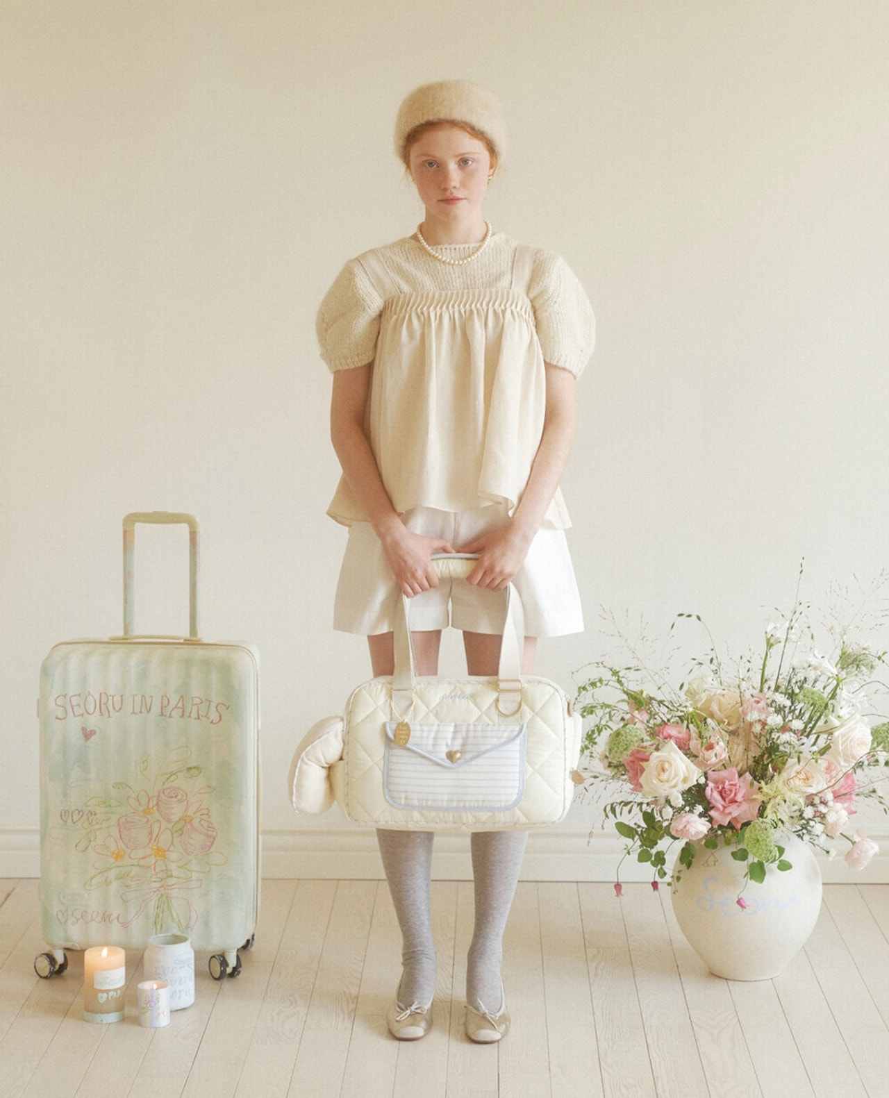 [seoru] Fluer Ballon bag set (lemon & blue) 韓国ブランド/キャリーバッグ/お出かけ/ドッグウェア/韓国デザイン