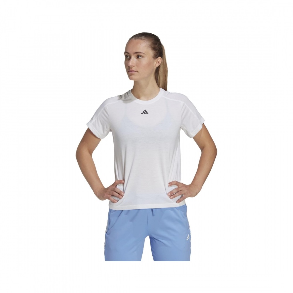 アディダス Aeroready トレーニングエッセンシャルミニマル T シャツホワイト