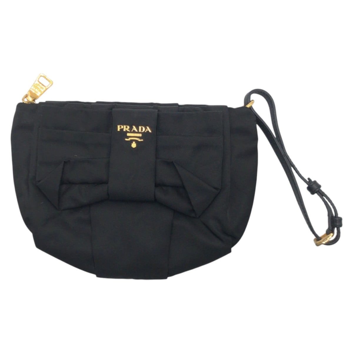 美品 フィオッコ ブラック 黒 ゴールド金具 ナイロン 1N1422 クラッチバッグ リストレット ポーチ レディース 410485