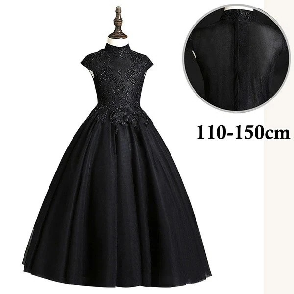 ドレス 子供 ピアノ 発表会 ピアノ発表会 中学生 ワンピース 女の子 ロングドレス 結婚式 ジュニア ピアノ発表会ドレス コンクール 袖付き 黒 パーティードレス イブニングドレス ロング キッズ