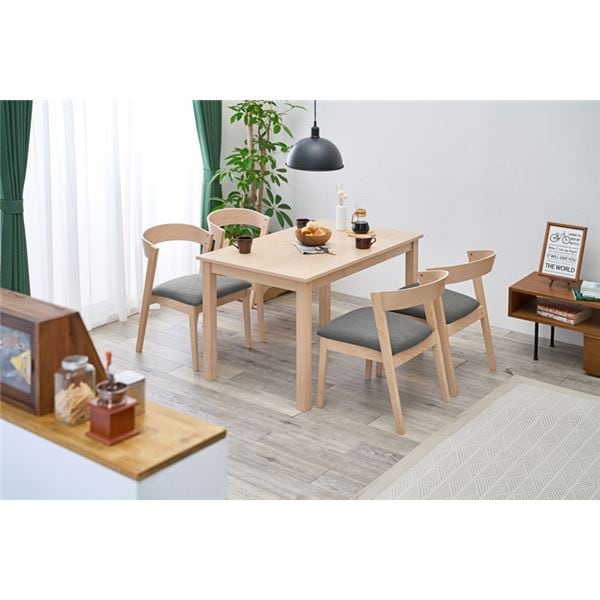 北欧風ダイニング 5点組 テーブル1 チェア4 ナチュラルグレー 机幅約120cm 引出し2杯 組立品