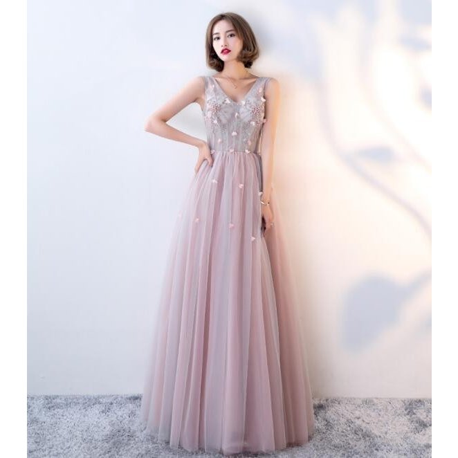 Vネック 令和 花柄 上品 バックレス ドレス Aライン ロング丈 エレガント パーティードレス レ