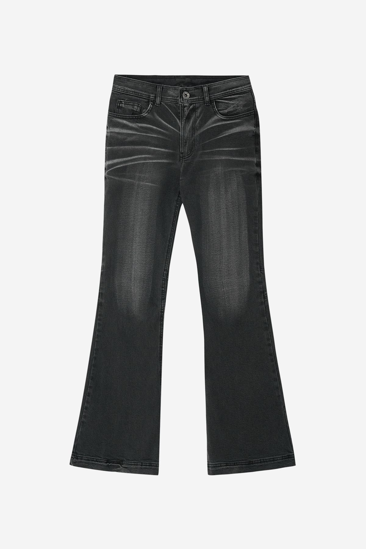 【BLR】 EMBOSSED WAVE WASHING BOOTS CUT DENIM PANTS GREY (W)