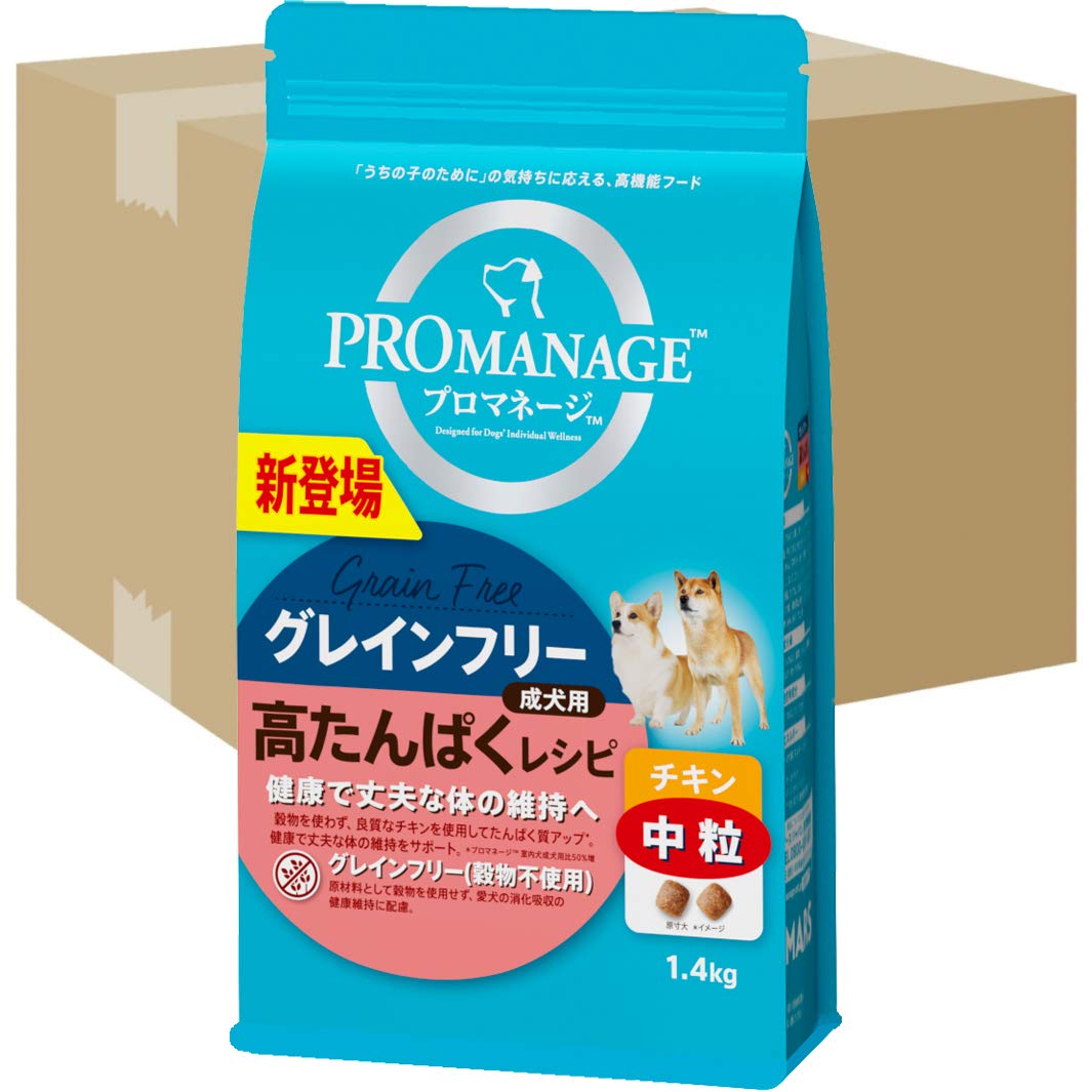 プロマネージ ドッグフード 成犬用 高たんぱくレシピ 中粒 チキン 1.4kg×6個 (ケース販売)