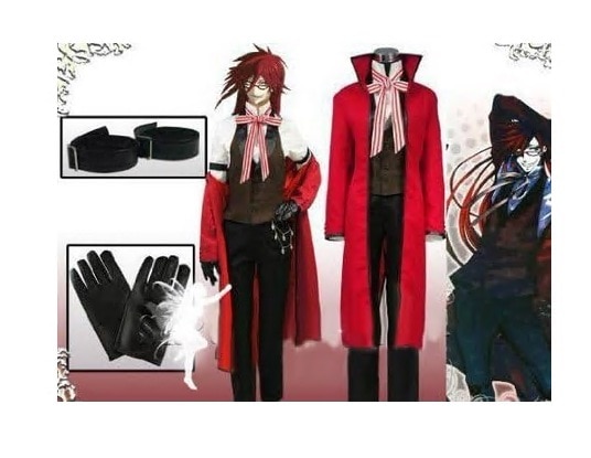 スプレ衣装 黒執事 グレルサトクリフ 赤ver風　 メガネ付き　コスプレ クリスマスハロウィン　イベント仮装