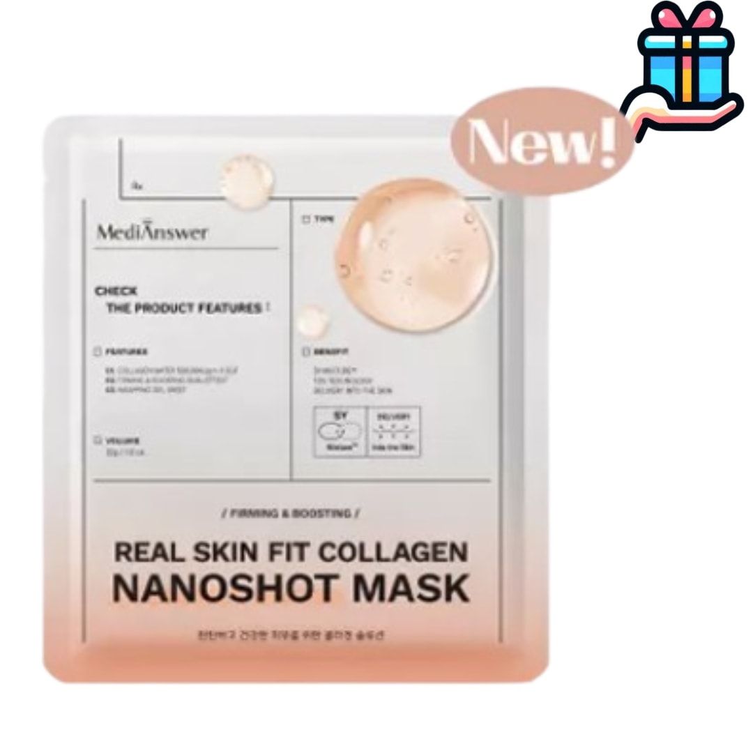 [NEW 大容量企画商品15+5] リアル スキンフィット ナノショット マスクパック 15枚 + 5枚 計20枚 コラーゲン 超低分子12時間持続 肌表面 弾性 顔面ボリューム パンテノール