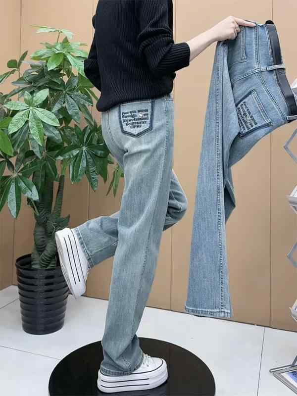 レディース ファッション カジュアル おしゃれ ストレート レッグ デニム レングス パンツ 大きいサイズ 春 小さめ ストレッチ ナロー ワイドレッグ パンツ