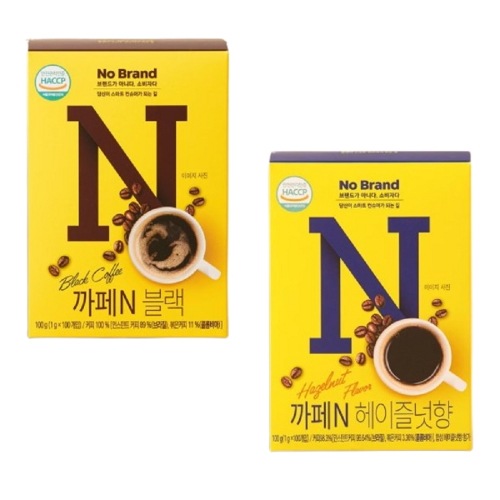 ノーブランドカフェNブラック1g x100口+ヘーゼルナッツ香1g x100口学校事務室
