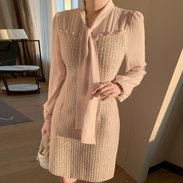 ツイードシフォンボウタイミニワンピース op12975 6,812円