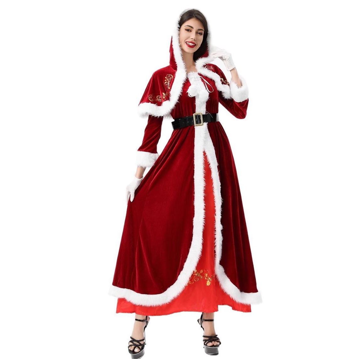 2025クリスマス衣装ヨーロッパとアメリカの国境を越えたサンタクローススーツクリスマス衣装フルセットステージパフォーマンス衣装ドレス