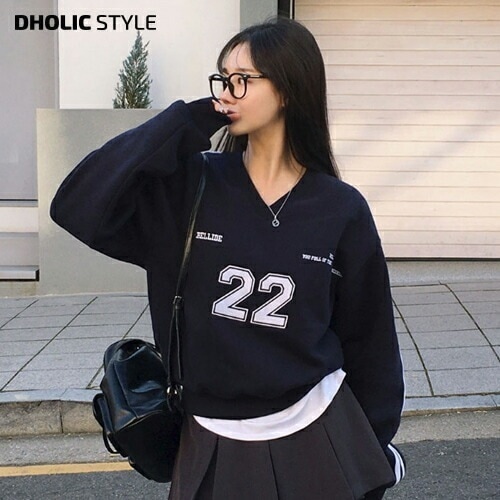 [メガ割りSALE]裏起毛ナンバーVネックスウェット・p618584