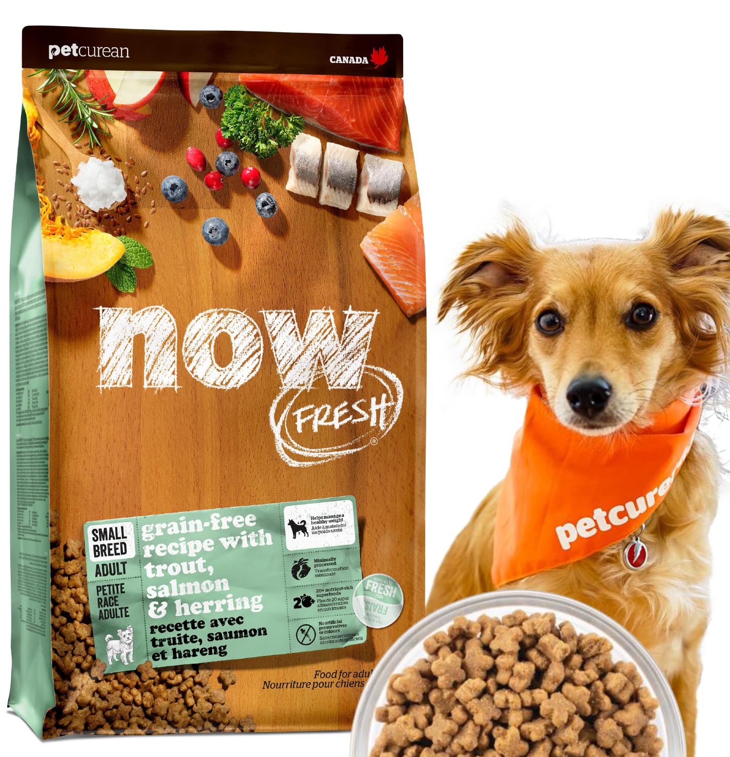 【新鮮という品質をお届け】 ナウフレッシュ 超小粒 小型犬 成犬用 2.3kg ドッグフード ドライ お魚味 (マス＆サーモン＆ニシン)グレインフリー ミールフリー NOW FRESH