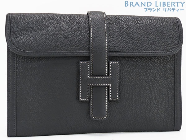 未使用エルメスジジェPMクラッチバッグドキュメントケースセカンドバッグ書類かばんブラックトゴ