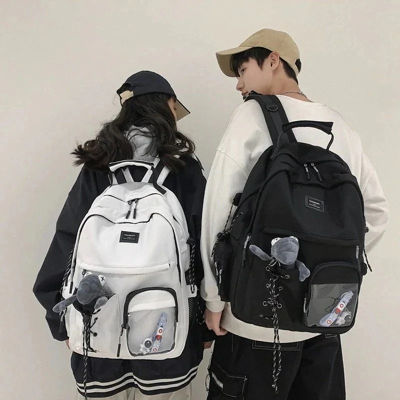 2024新作！大容量 男女通用 通勤 通学カップル バックパック 透明前ファスナー袋 多機能 大容量 男女兼用 通学 リュック 飾りプレゼント リュック ぬいぐるみ