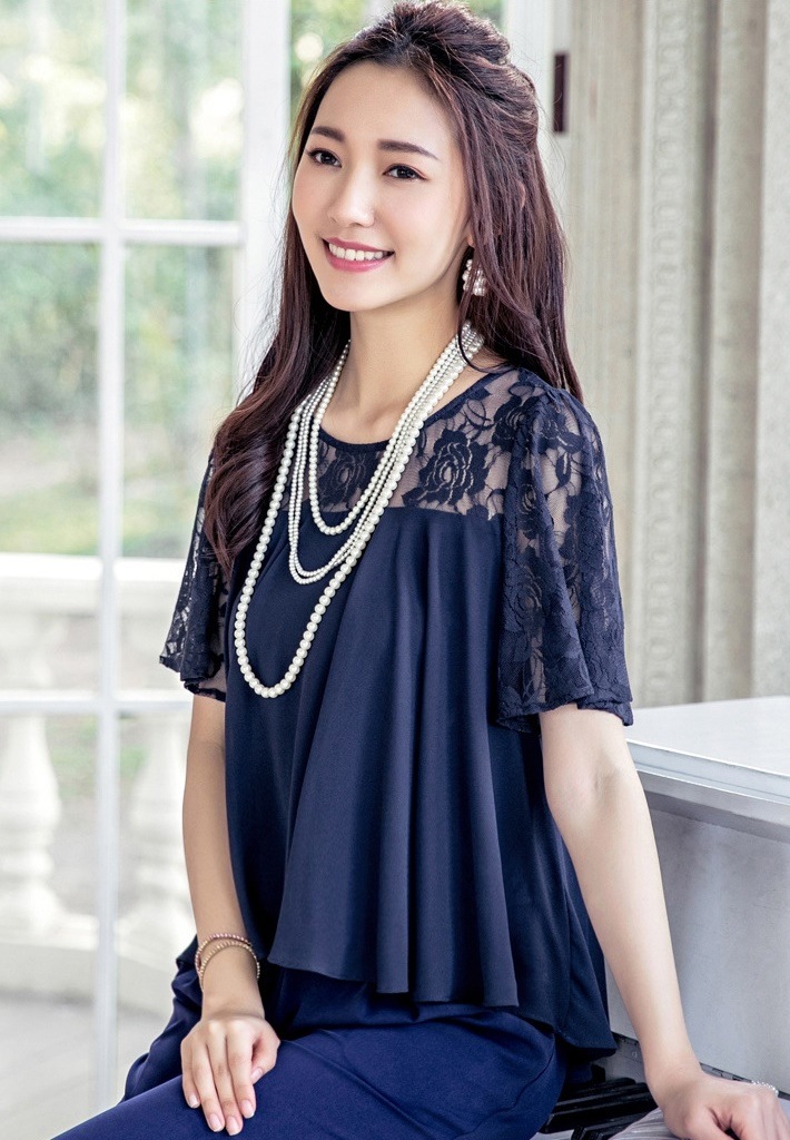 1723. シースルーパンツドレスセットアップ（ネイビー）2019 春夏 sale 結婚式 二次会 パーティー お呼ばれ デート レストラン ディナー 同窓会