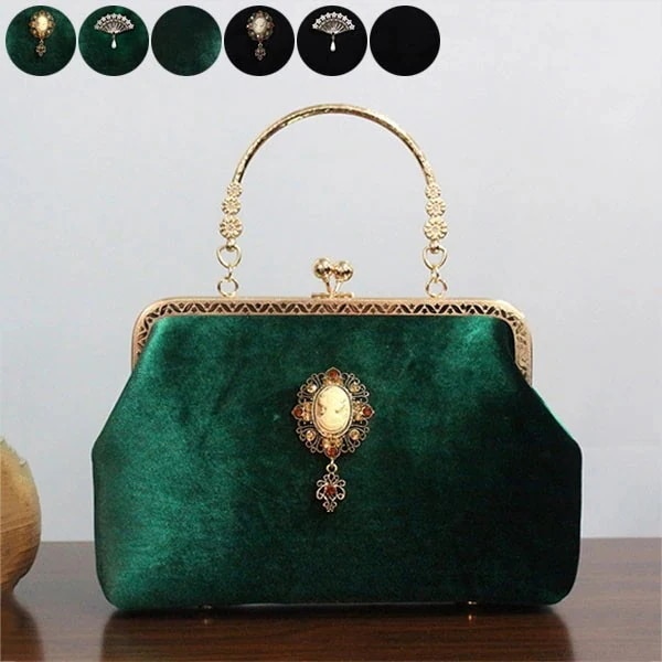 【急速出荷!】パーティーバッグ レディース ハンドバッグ 鞄 フォーマル ベルベット グリーン ブラック エレガント フェミニン おしゃれ 二次会 発表会 披露宴 謝恩会 成人式 結婚式 30 40