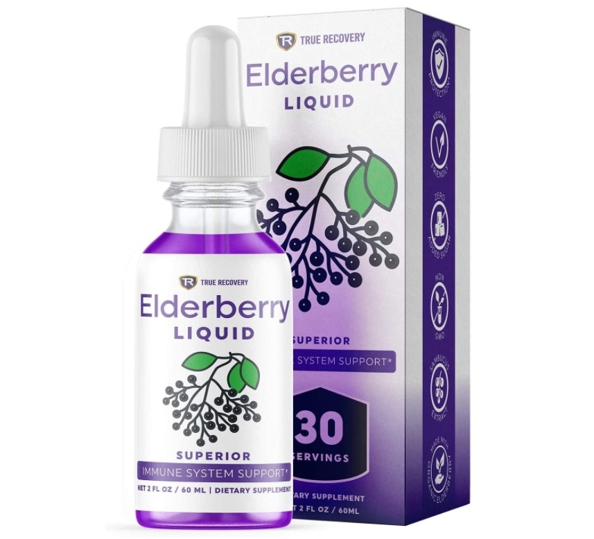True Recovery Elderberry Liquid - 200mg of Superior Immune System Support Organic Elderberry Fruit E