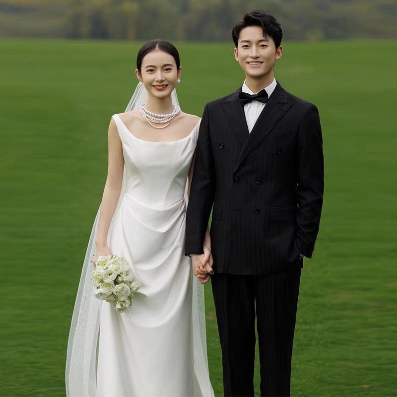 2025夏 ウェディング ロングドレス 結婚式パーティードレス ドレスワンピース レディース 前撮り 韓国ファッション