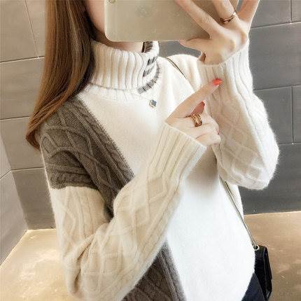 秋冬 ニット セーター トップス アウター ニットソー プルオーバー 上着 ショート丈 袖あり 長袖 Vネック タートルネック 襟付き ストレート レギュラー ヘッジング ルーズ 編み込み 伸縮性 ル