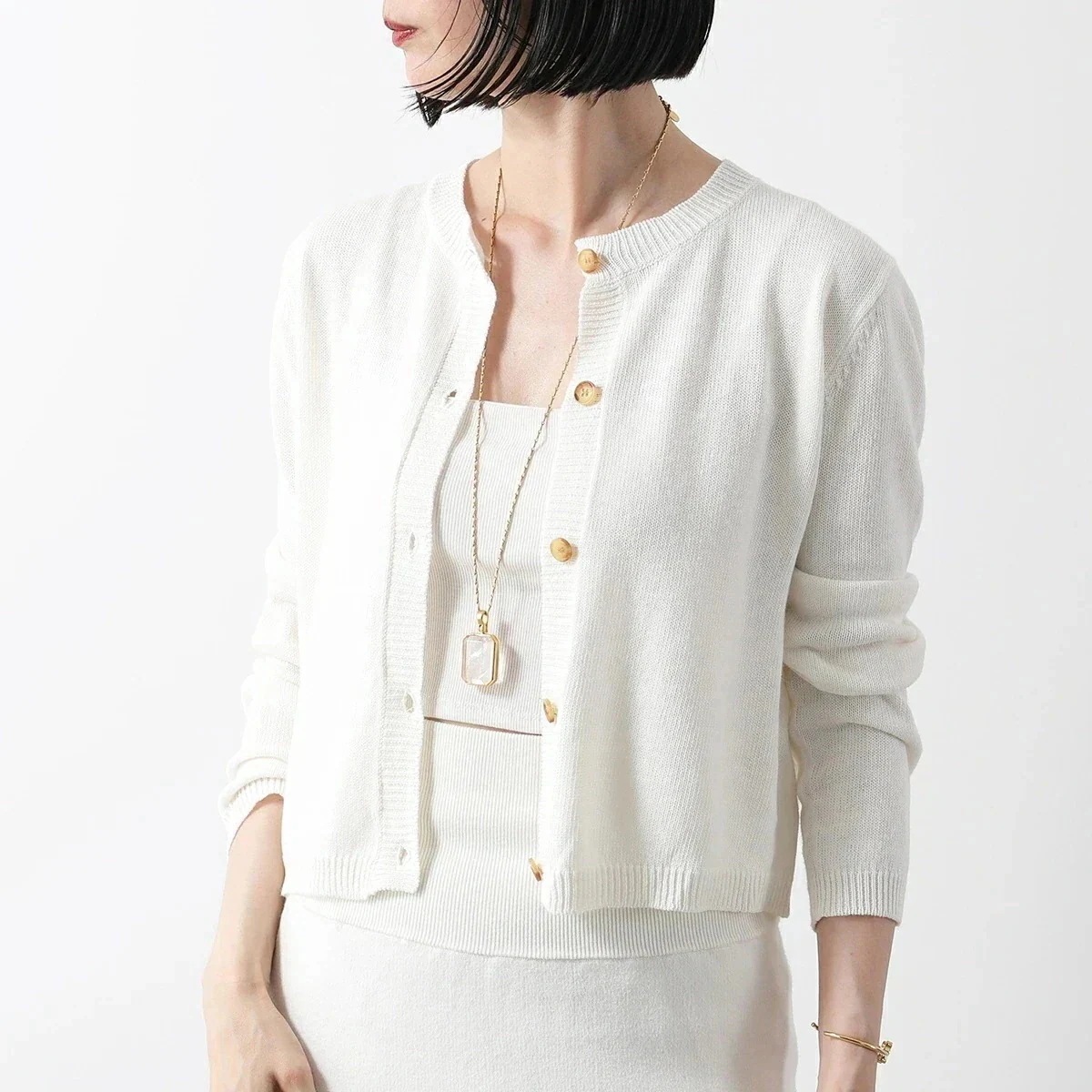DEMYLEE デミリー カーディガン KODA CARDIGAN コーダ WSS24115 レディース ニット 長袖 クルーネック ショート丈 SOFT-WH 【mega】