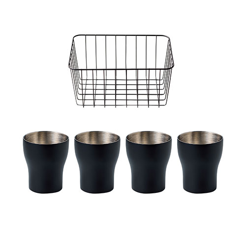 カゴ入り二重構造カップ4P(BK)