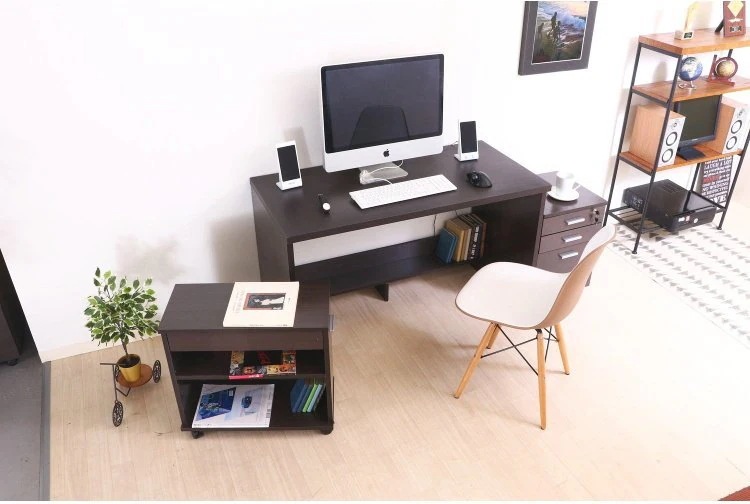 パソコンデスクセット おしゃれ デスク・キャビネット・ワゴン 3点セット ワークデスク ブラウン