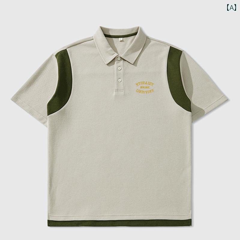 大きいサイズ ポロシャツ アメリカ ヘビーウェイト 半袖 メンズ 夏 Tシャツ 男性用 カジュアル テキスト 毎日 カラーマッチング 綿