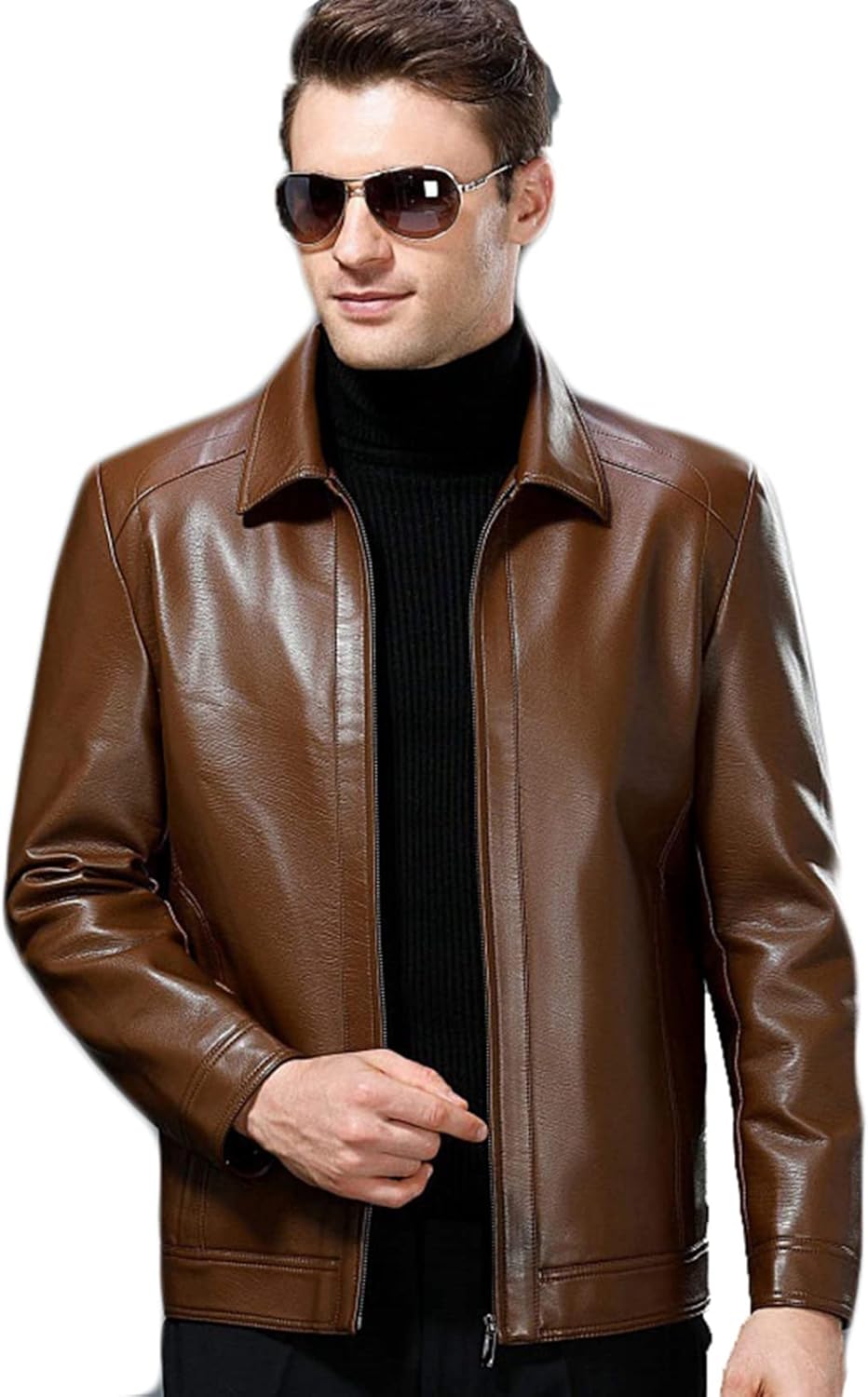 秋冬 メンズ 本革ジャケット ラム革 レザージャケット 折り襟 カジュアル ブルゾン ライダースジャケット レザーコート 保温性 柔軟性 アウトドア 防寒 防風 大きいサイズ 男性用 中老年 トップス