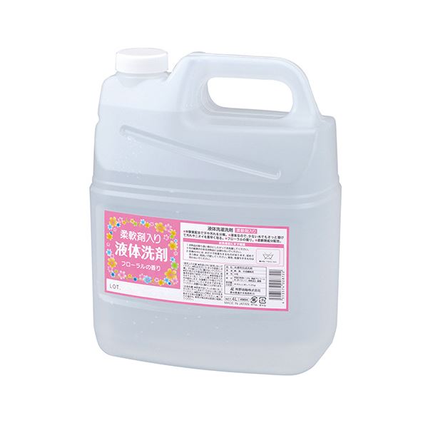 （まとめ）熊野油脂 柔軟剤入り 液体洗剤 4L 1本[x5セット]