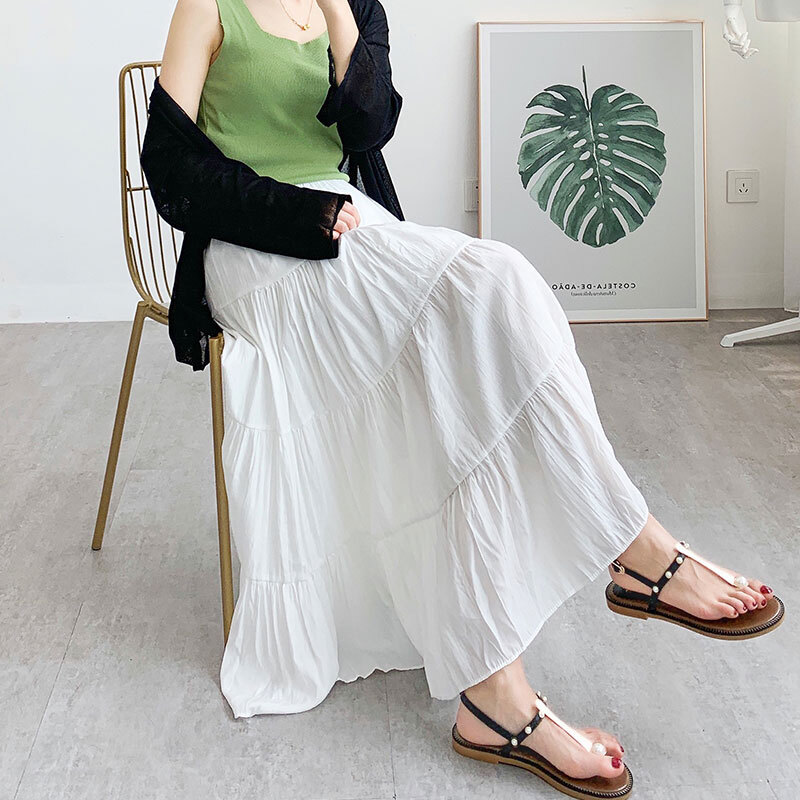 ティアード スカート レディース ロング マキシ ワイド フレア シフォン 透け感 薄手 大人可愛い シンプル お洒落 無地 夏 デート お出かけ 普段使い ホワイト グリーン ラベンダー ブラック