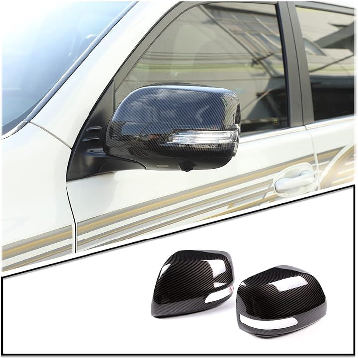 互換品ドアミラー サイドミラーカバー 外装 カスタム パーツ 左右セット ABS樹脂 トヨタ ランドクルーザープラド 2010-2019に対応 (カーボン調)