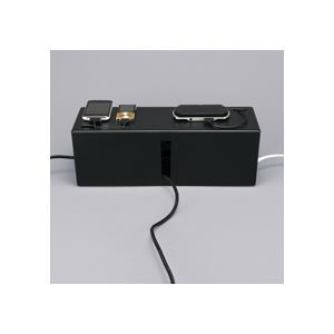 (まとめ) バッファロー ケーブルボックス 電源タップ&ケーブル収容 Lサイズ ブラック BSTB01LBK 1個 2セット