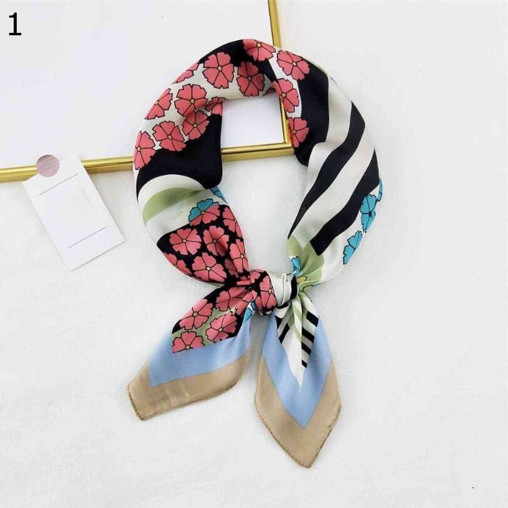 【20%OFFクーポン～】エレガントな女性のショールファッション スクエア ネック ヘッド スカーフ パッチワーク フローラル ストライプ パターン スカーフ スカーフ (Color : Pink