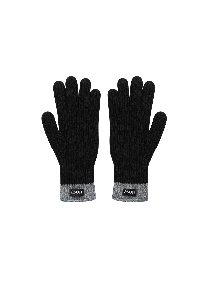 【AS"ON】 AURORA KNIT GLOVES / BLACK 手袋 正規品