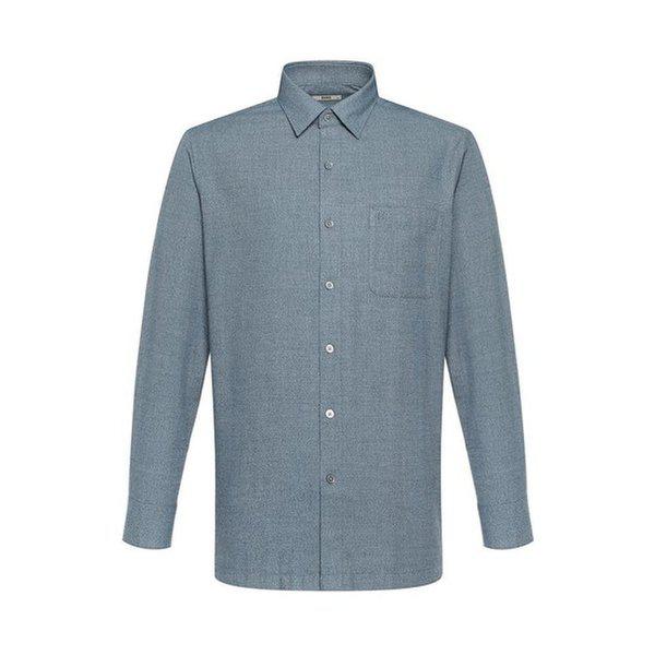 起毛ポリ混紡ソリッドライクシャツ レギュラーフィット ブルー___DKW2SHCL102B1